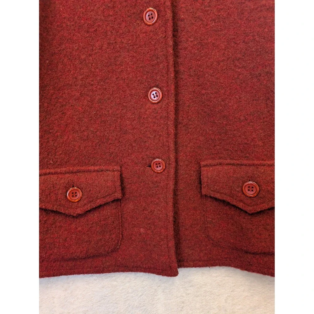 Willi Smith Womens 100% Wool Button Front Cardigan‎ Jacket Burgundy Red Size M